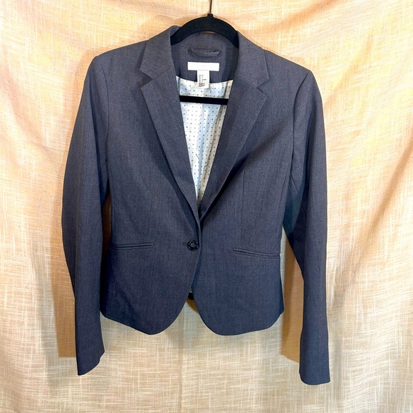 H&M Grey Blazer Suit Jacket with buttons and silky lining.Size 6. - Picture 1 of 12